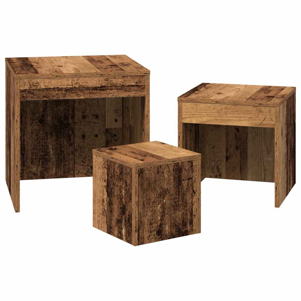 Nesting Tables 3 pcs Old Wood Engineered Wood